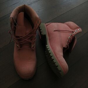 Timberland Pink Leather Work Boots
